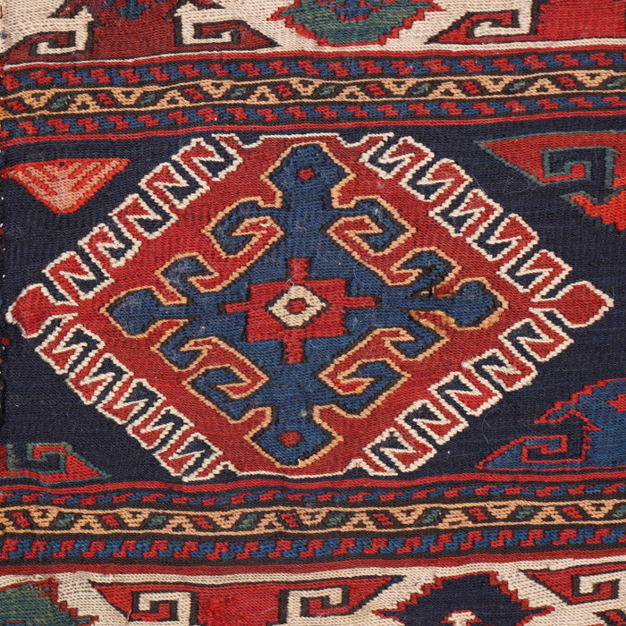 Mounted Soumak cradle panel textile (c. 1880)