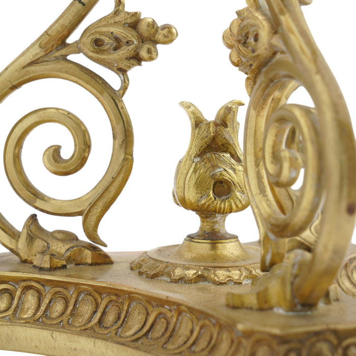 Pair of French cast brass meridian oil lamp stands (c. 1850)