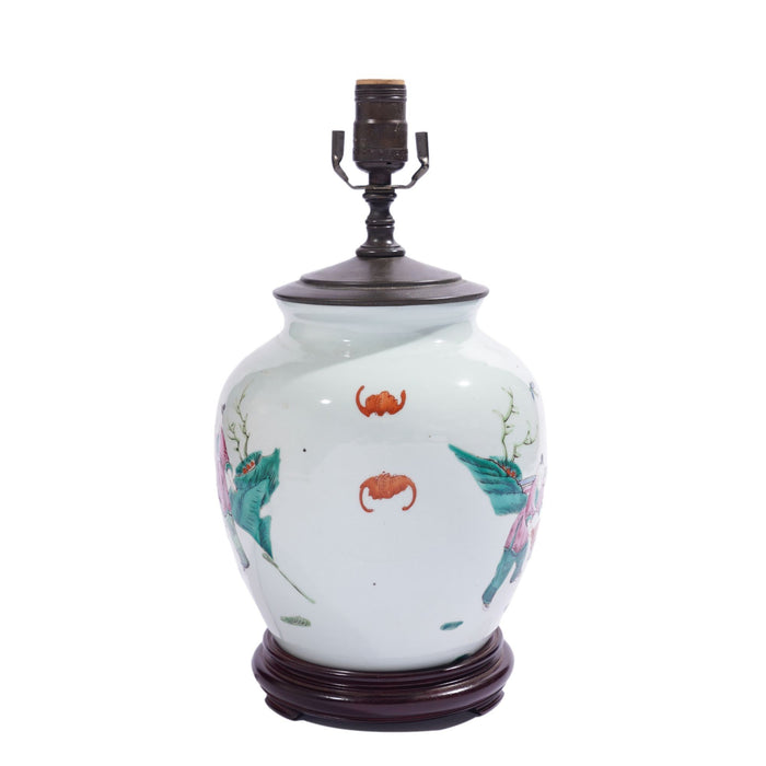 Chinese ginger jar lamp in polychrome enamels (c. 1890-1910)