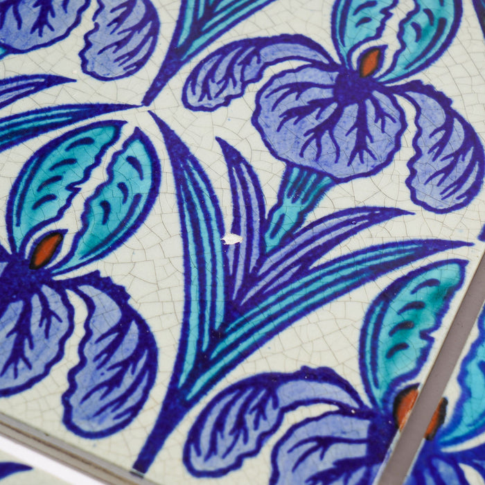 Set of 10 "Floreat Salopia" pattern Art Nouveau tiles by Maw & Co (1880-1910)