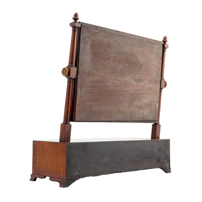 Rectangular mahogany dressing mirror on a bow front stand with drawer (c. 1790)