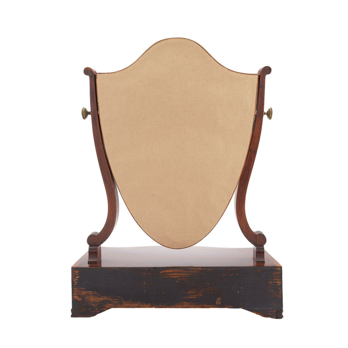 George lIl mahogany swinger shield dressing mirror on a serpentine box stand (c. 1790)