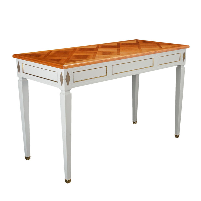 French fruitwood marquetry top writing table (1950’s)