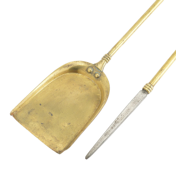 Pair of Academic Revival brass fire tools (c. 1950)
