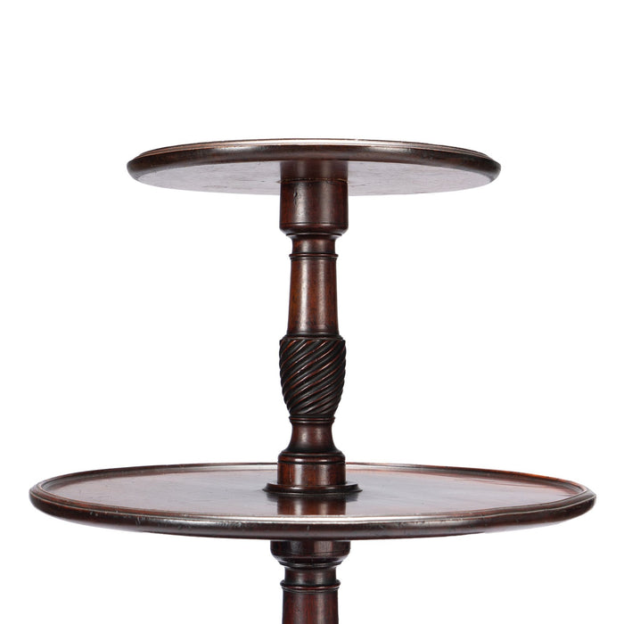 English Georgian three tiered dumb waiter on cabriole legs (c. 1760-80)