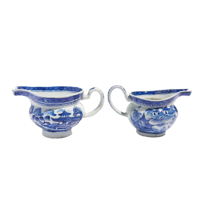 Matched pair of Chinese export porcelain pig snout creamers (c. 1820)