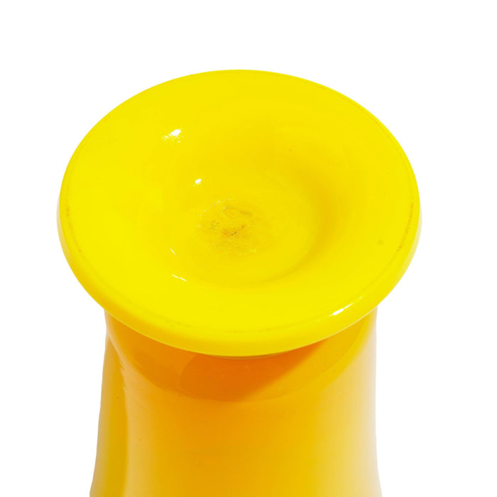 Vintage cadmium yellow opaline blown glass footed vase