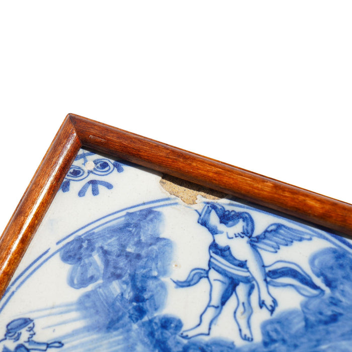 Framed Delft tile of the annunciation (c. 1600's)