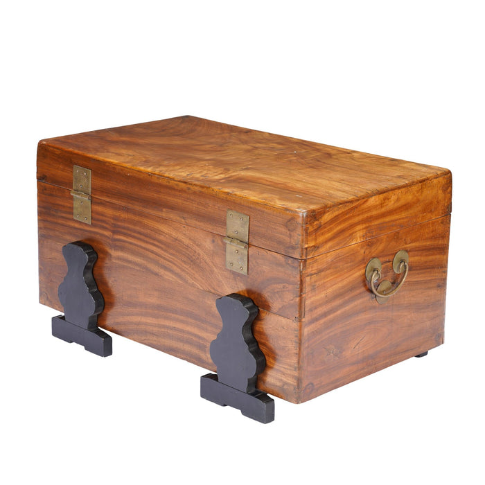 Chinese camphor wood trunk on ebonized hardwood stand (c. 1820)