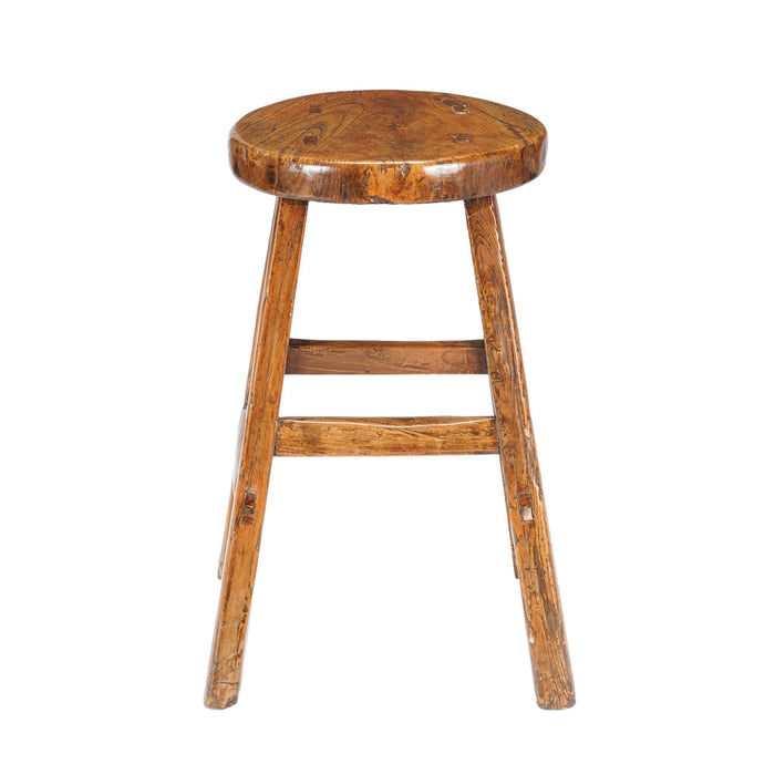 Chinese elm wood circular seat stool (c. 1875-1900)
