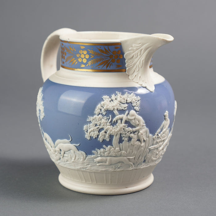 English stoneware hunt jug by Chetham & Woolley (c. 1793-1821)
