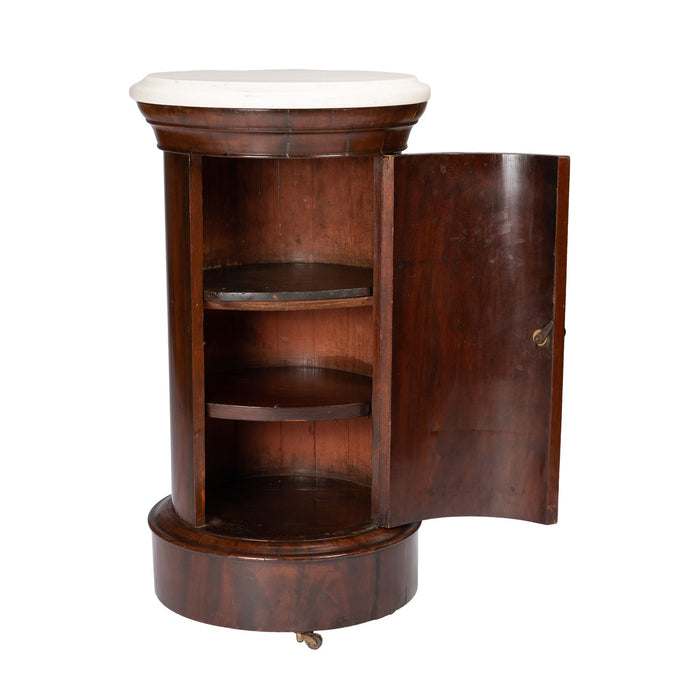 English pillar commode with marble top (c. 1820)