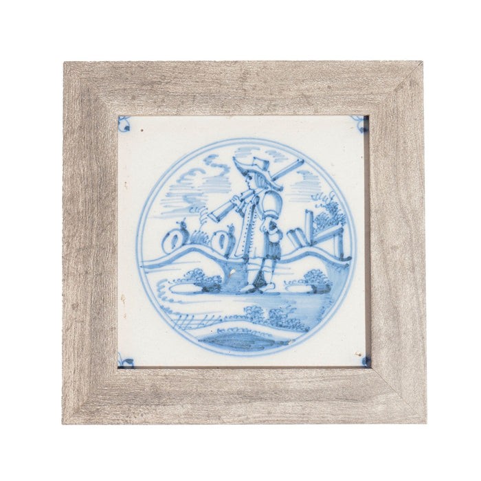 Set of 3 framed 17th century Delft faience tiles (c. 1650-80)