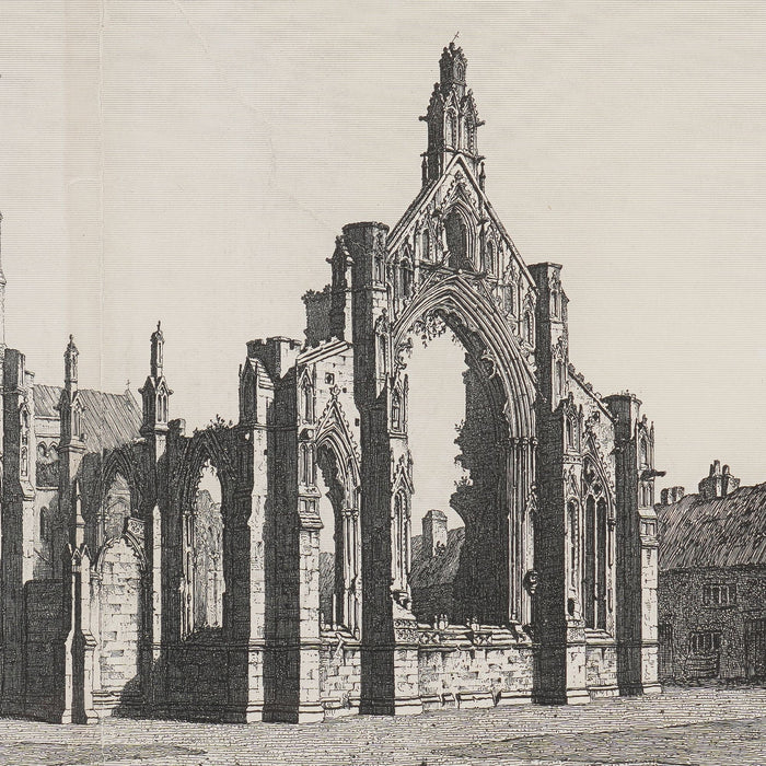 Pair of engravings of English gothic churches by John Coney (1819)