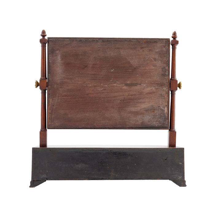 Rectangular mahogany dressing mirror on a bow front stand with drawer (c. 1790)