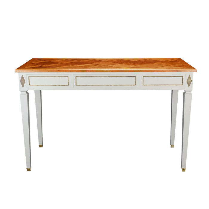 French fruitwood marquetry top writing table (1950’s)