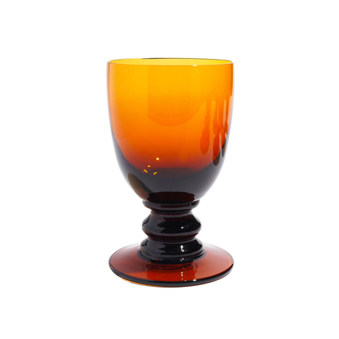 Set of eight amber glass pedestal rummers (c. 1950)