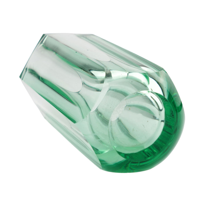 Hexagonal pane cut acid green art glass vase (c. 1950-70)