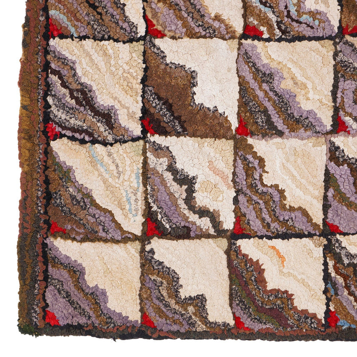 American hand loomed hooked rug, c. 1880
