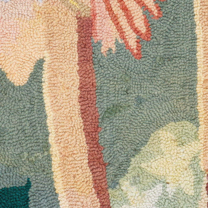 Large vintage hooked wall hanging of a jungle scene (c. 1950)