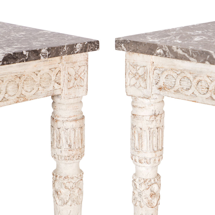Pair of Swedish Gustavian marble top pier tables (c. 1790)
