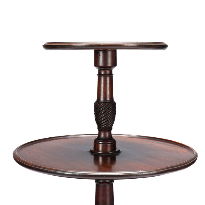 English Georgian three tiered dumb waiter on cabriole legs (c. 1760-80)