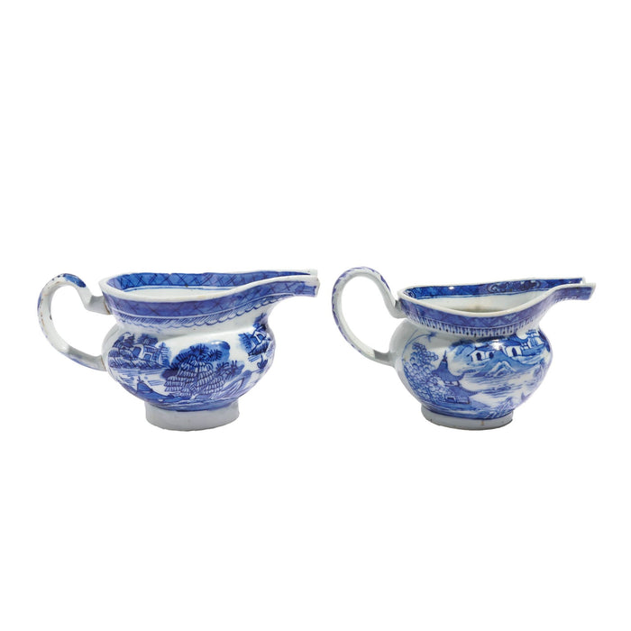 Matched pair of Chinese export porcelain pig snout creamers (c. 1820)