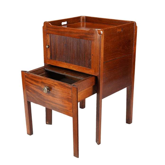 English Georgian gallery top commode (c. 1790-1810)