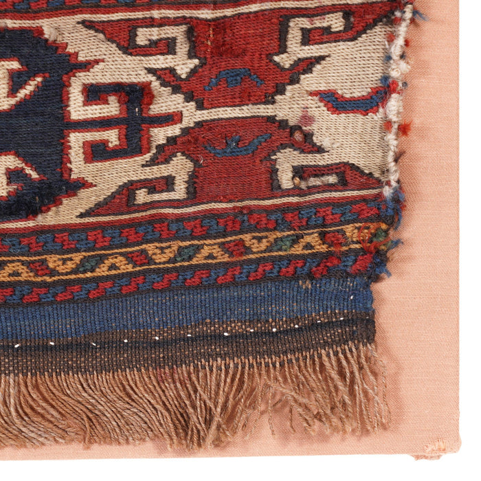 Mounted Soumak cradle panel textile (c. 1880)