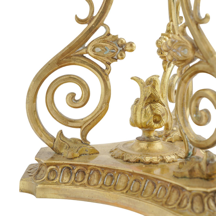 Pair of French cast brass meridian oil lamp stands (c. 1850)