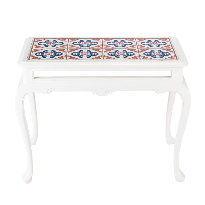 Painted Queen Anne style hardwood tiled coffee table (1950's)