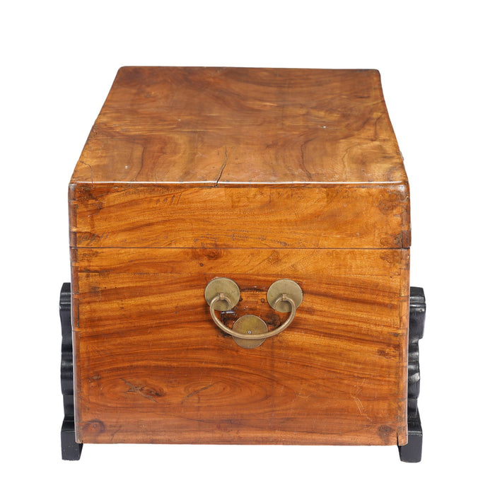Chinese camphor wood trunk on ebonized hardwood stand (c. 1820)