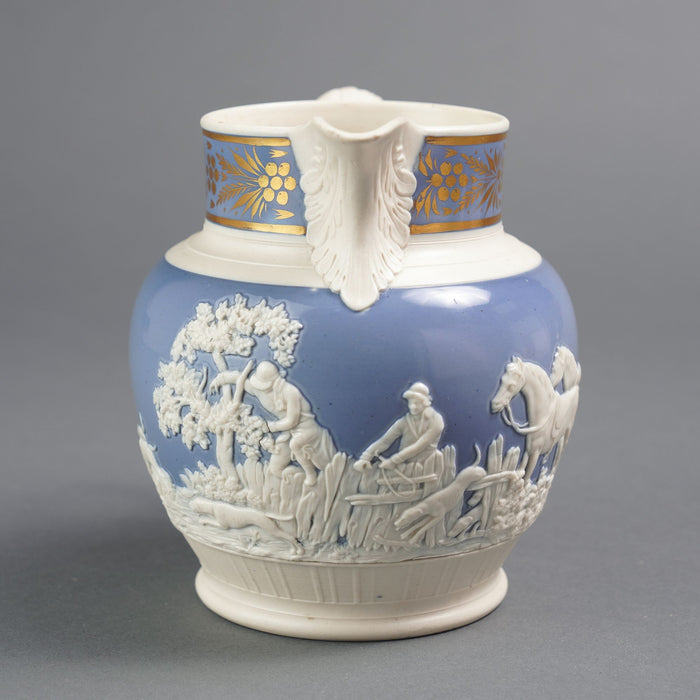 English stoneware hunt jug by Chetham & Woolley (c. 1793-1821)