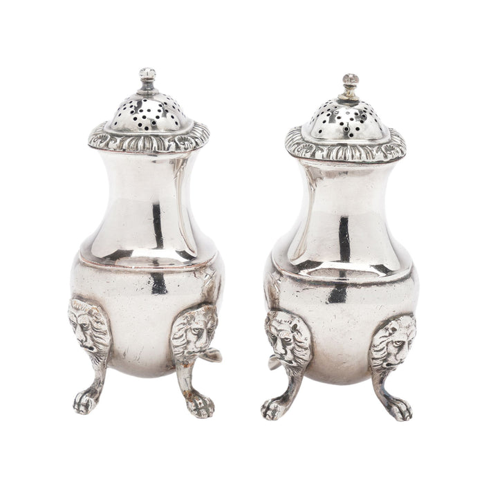 Pair of pear shaped pepper castors by The Barker Brothers (c. 1912)
