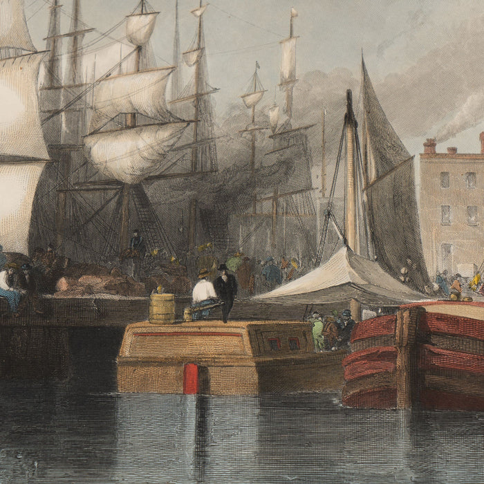 Wharf and Shipping, New York by H.S. Beckwith (1869)