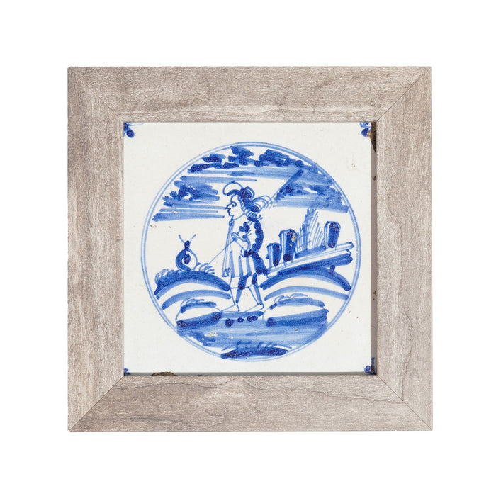 Set of 3 framed 17th century Delft faience tiles (c. 1650-80)