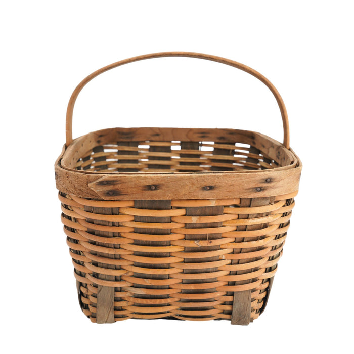 Vintage hand woven fixed handle basket (1900's)
