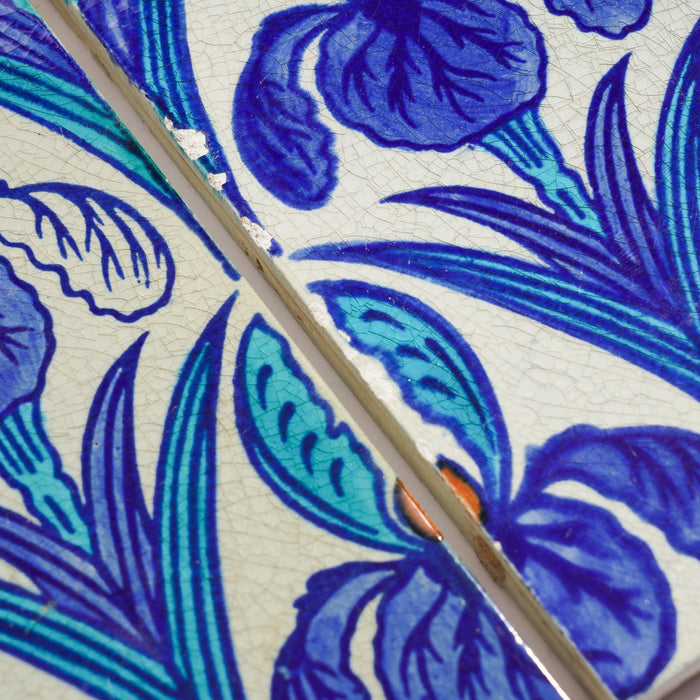 Set of 10 "Floreat Salopia" pattern Art Nouveau tiles by Maw & Co (1880-1910)