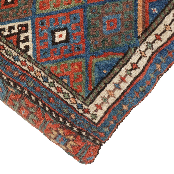 Vintage Balochistan floor pillow with leather back (c. 1890)