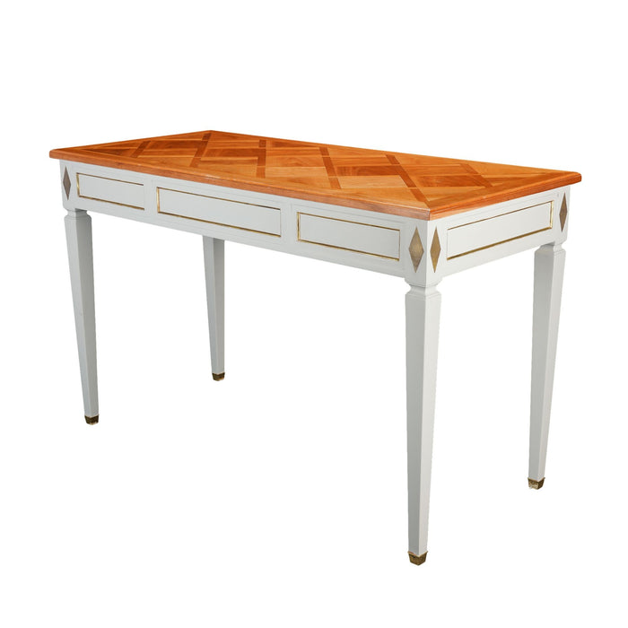 French fruitwood marquetry top writing table (1950’s)