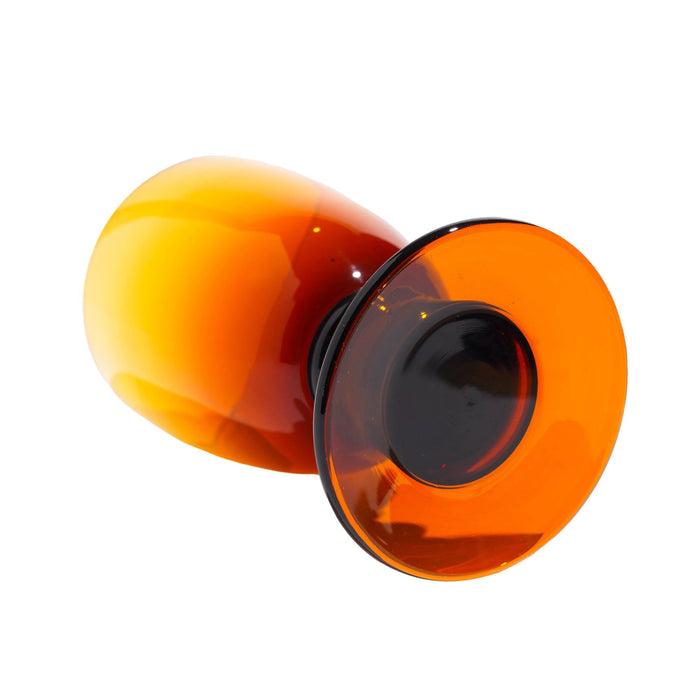 Set of eight amber glass pedestal rummers (c. 1950)