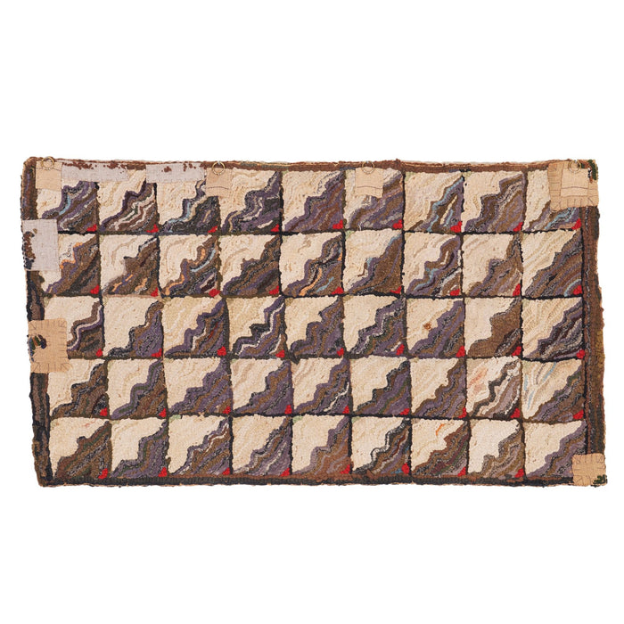 American hand loomed hooked rug, c. 1880