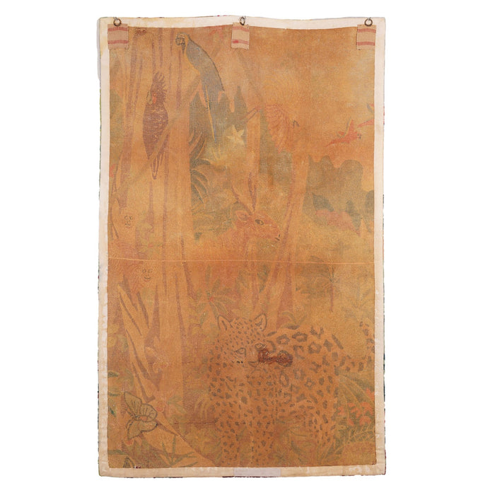 Large vintage hooked wall hanging of a jungle scene (c. 1950)