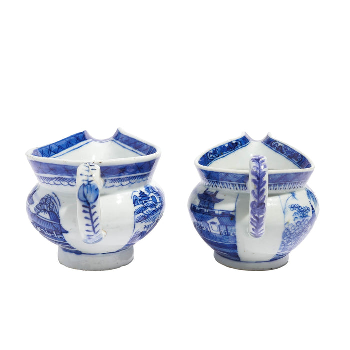 Matched pair of Chinese export porcelain pig snout creamers (c. 1820)