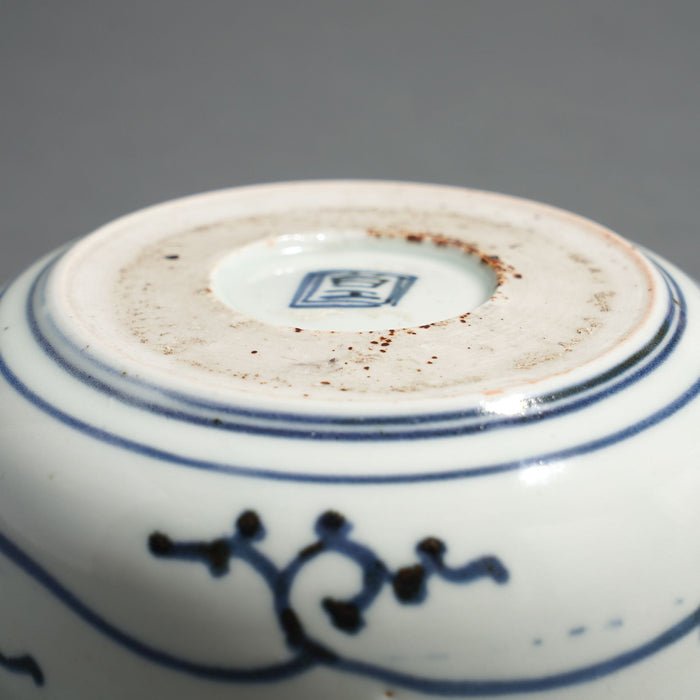 Japanese porcelain footed bowl with cobalt decoration (c. 1800's)