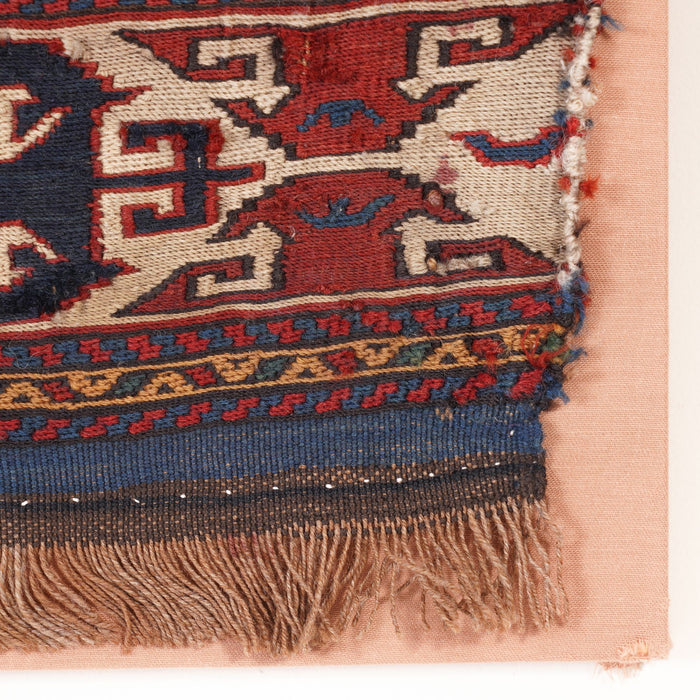 Mounted Soumak cradle panel textile (c. 1880)
