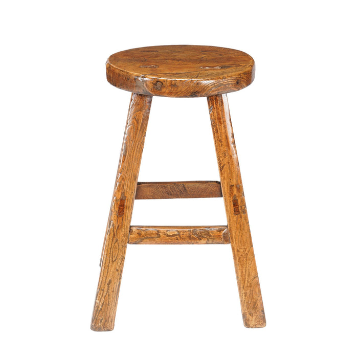 Chinese elm wood circular seat stool (c. 1875-1900)