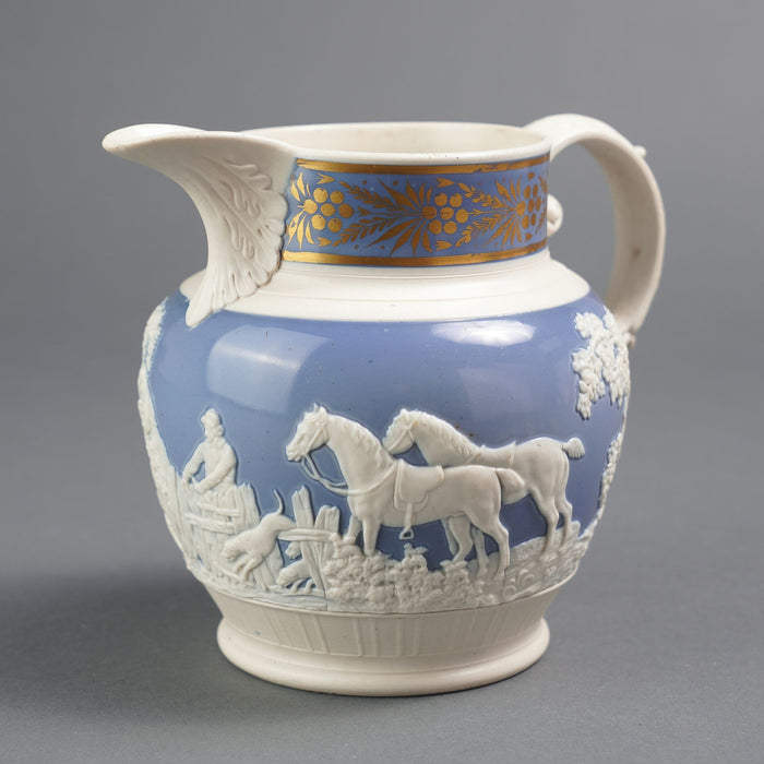 English stoneware hunt jug by Chetham & Woolley (c. 1793-1821)