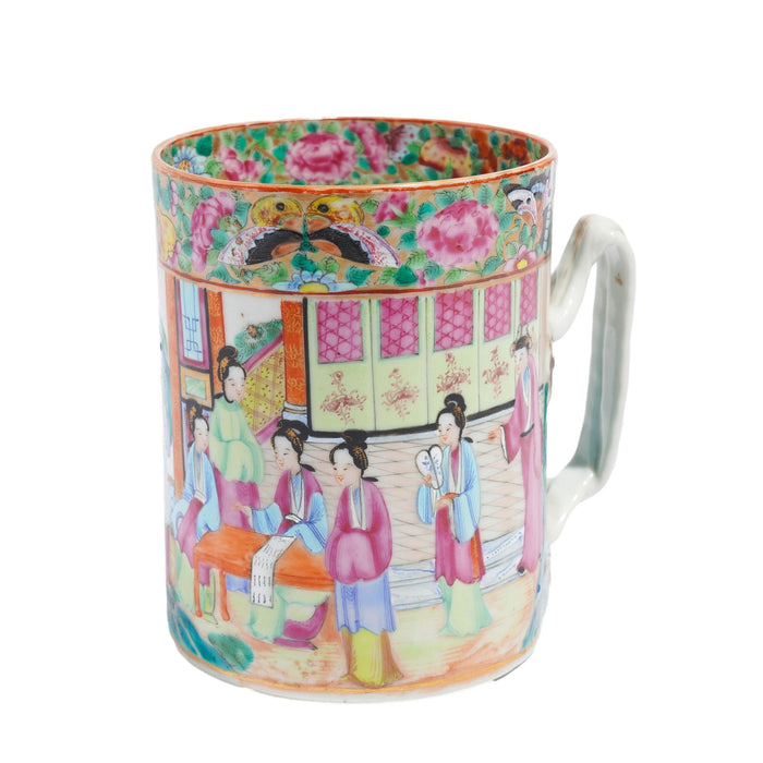 Chinese Mandarin Palette tankard / mug in polychrome enamels (c. 1815)