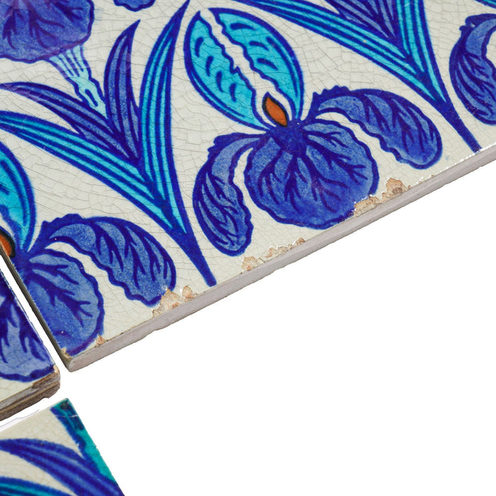 Set of 10 "Floreat Salopia" pattern Art Nouveau tiles by Maw & Co (1880-1910)